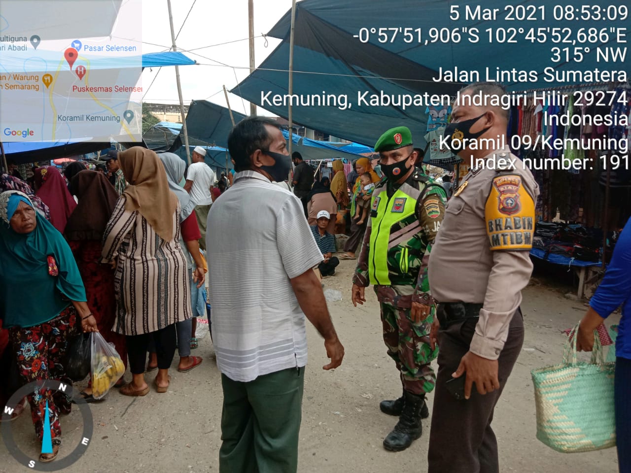 Penegakan Protkes di Selensen, Personil Koramil 09/Kemuning dan Satgas Sampaikan Pesan Ini...