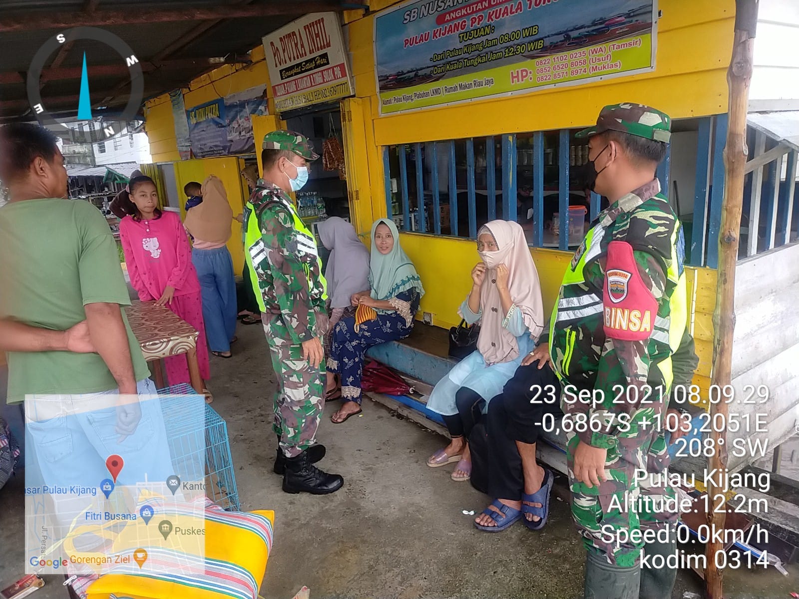 Secara Rutin Babinsa dan Bhabinkamtibmas dan Satpol PP Cegah Covid-19 di Reteh