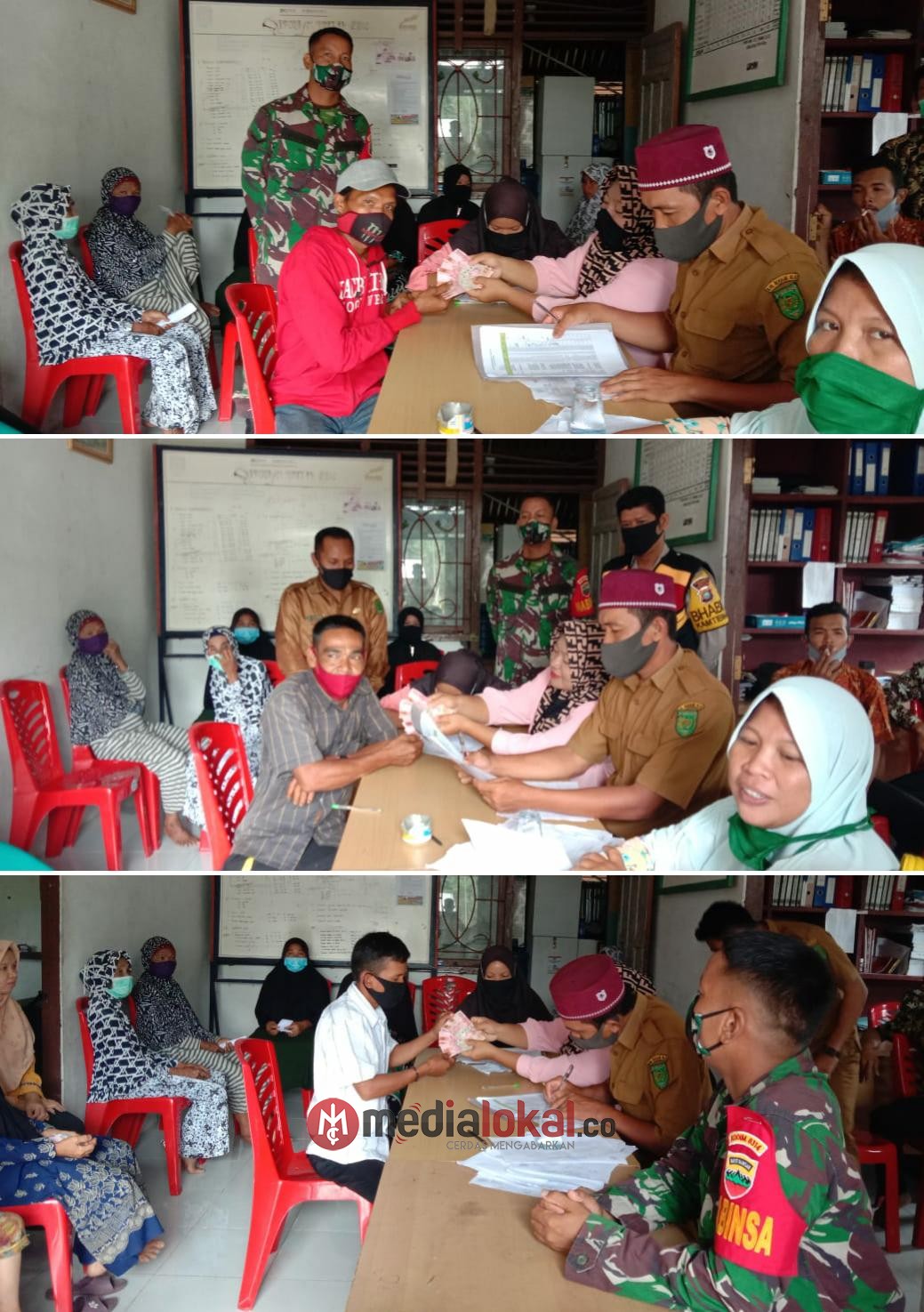 Personil Koramil 12/Batang Tuaka Kawal Penyaluran BLT untuk Warga Desa Tasik Raya