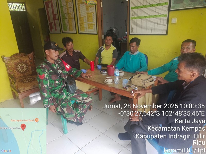 Babinsa Koramil 03/Tempuling Gelar Giat SDM Bersama Masyarakat dan Perangkat Desa Karta Jaya