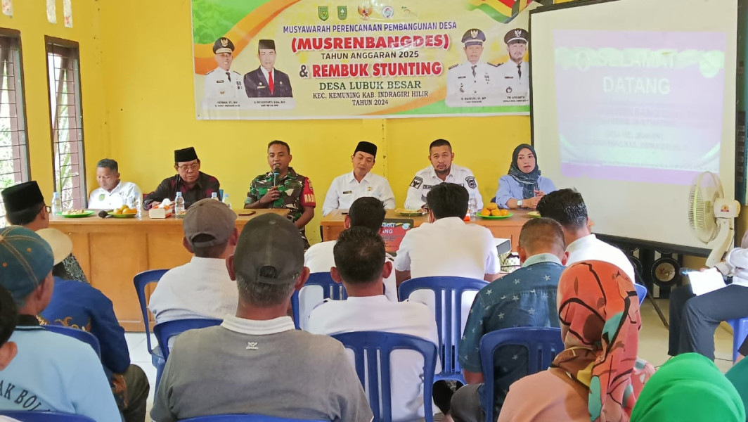 Wujudkan Kemajuan Pembangunan Daerah, Danramil 09/Kemuning Hadiri Musrembangdes dan Rembuk Stunting