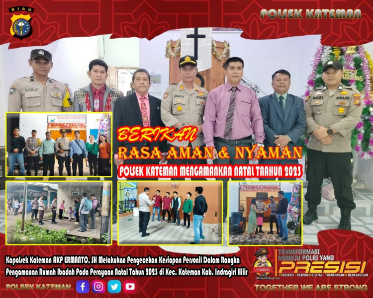 Terkait Natal, Kapolsek Kateman Akp Ermanto, S.H Lakukan Pengamanan Ibadah Di Sejumlah Rumah Ibadah
