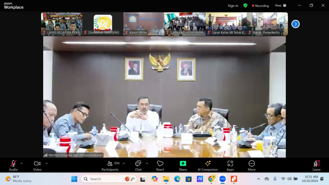 Jajaran Lapas Pekanbaru Tunak Mengikuti Arahan Menteri dan Wamen Baru