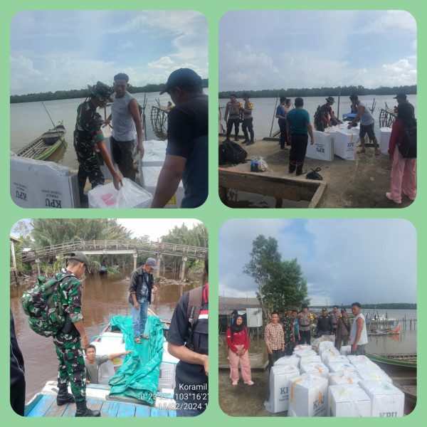 Jaga Kotak Suara Hasil Pemilu Bersama Babinsa Koramil 07/Reteh di Desa Sungai Asam