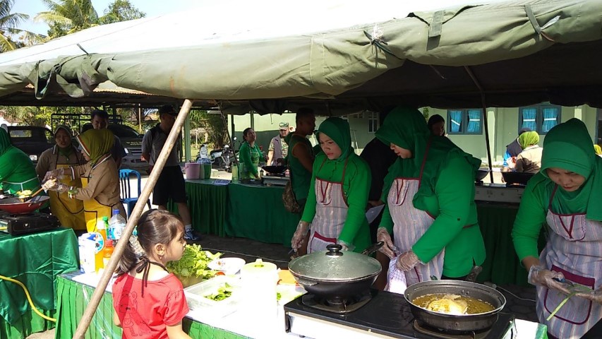 Meriahkan HUT Persit Kartika Chandra Kirana ke-73, Kodim 0314/Inhil Gelar Lomba Memasak 