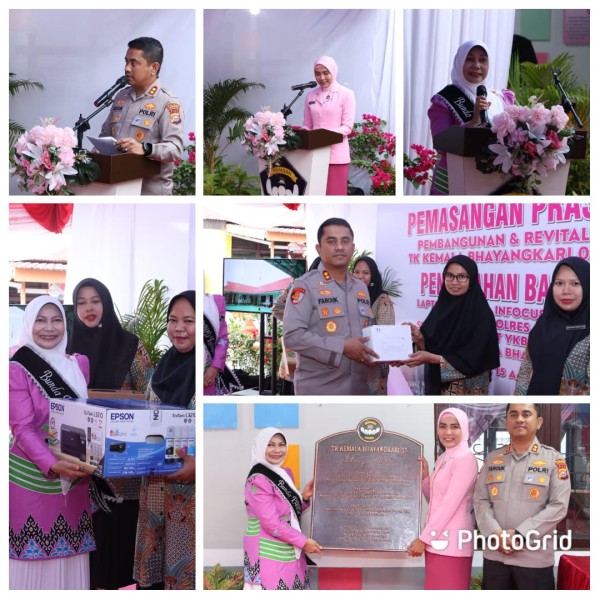 Kapolres Inhil Resmikan Prasasti TK Kemala Bhayangkari 07 dan Serahkan Bantuan Sarana untuk TPQ