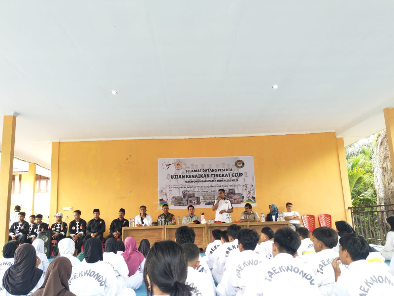 Babinsa Selensen Hadiri Kenaikan Ujian Kenaikan Tingkat Taekwondo Kabupaten Inhil