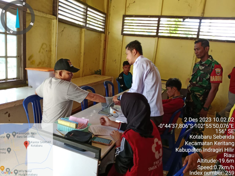 Kegiatan Bakti Sosial, Danramil 09/Kemuning Dampingi Donor Darah Dari PMI Tembilahan