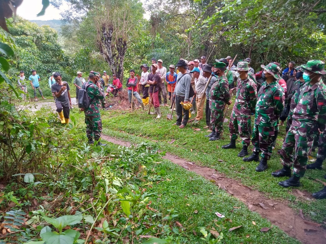 Pra TMMD 112, Kodim 0309/Solok Buka Akses Jalan Baru di Nagari Tanjung Alai