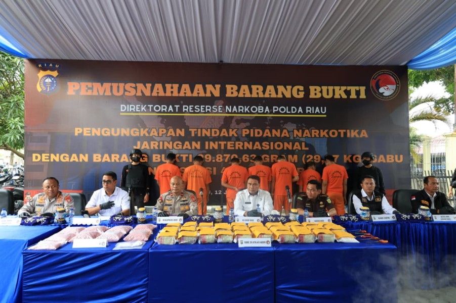 Polda Riau Musnahkan Narkoba Rp 43,9 M Hasil Tangkapan Jelang Tahun Baru