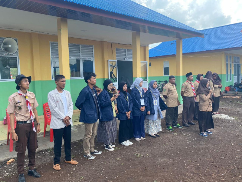 SMPN 4 Rangsang Pesisir & Mahasiswa KKN STAI NH Desa Telesung Bersinergi Gelar Persami Perdana