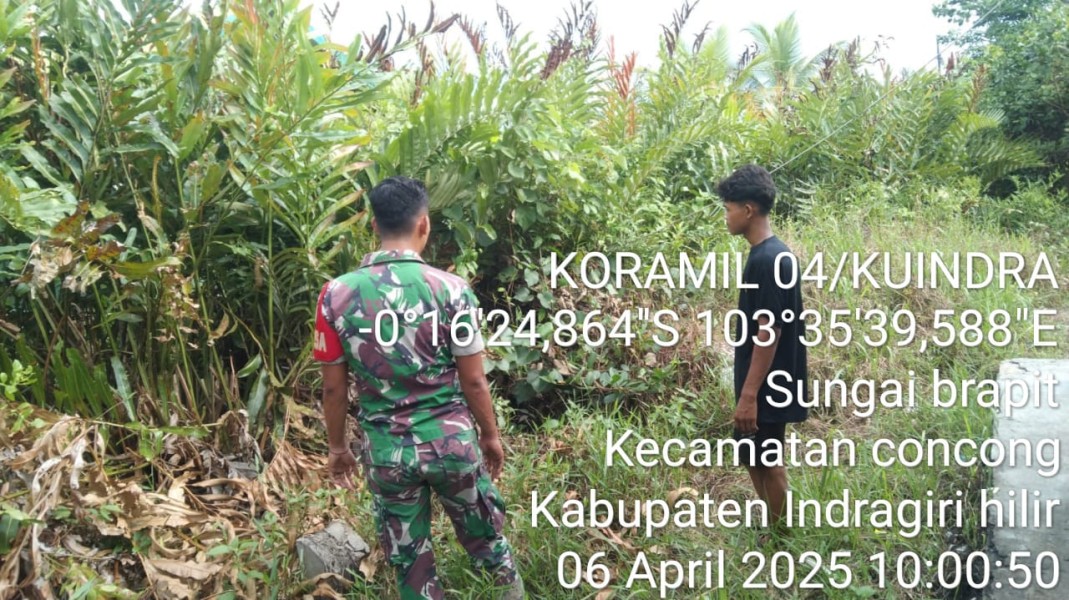 Babinsa Koramil 04/Kuindra Pastikan Tidak Ada Titik Api dan Asap di Desa Sungai Brapit