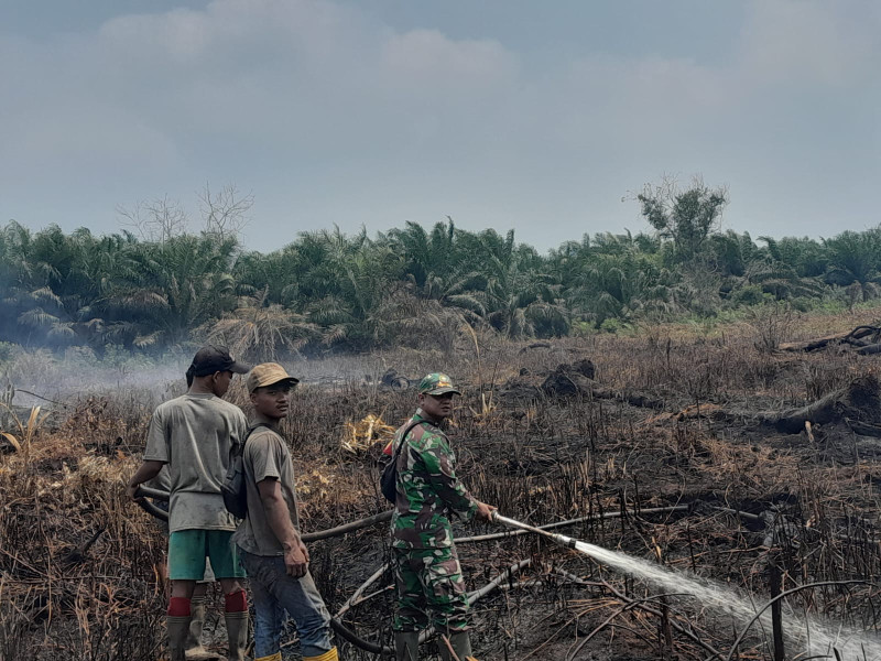 Masuki Hari Kedua Babinsa 05/Gas Masih Berjibaku Padamkan Karhutla