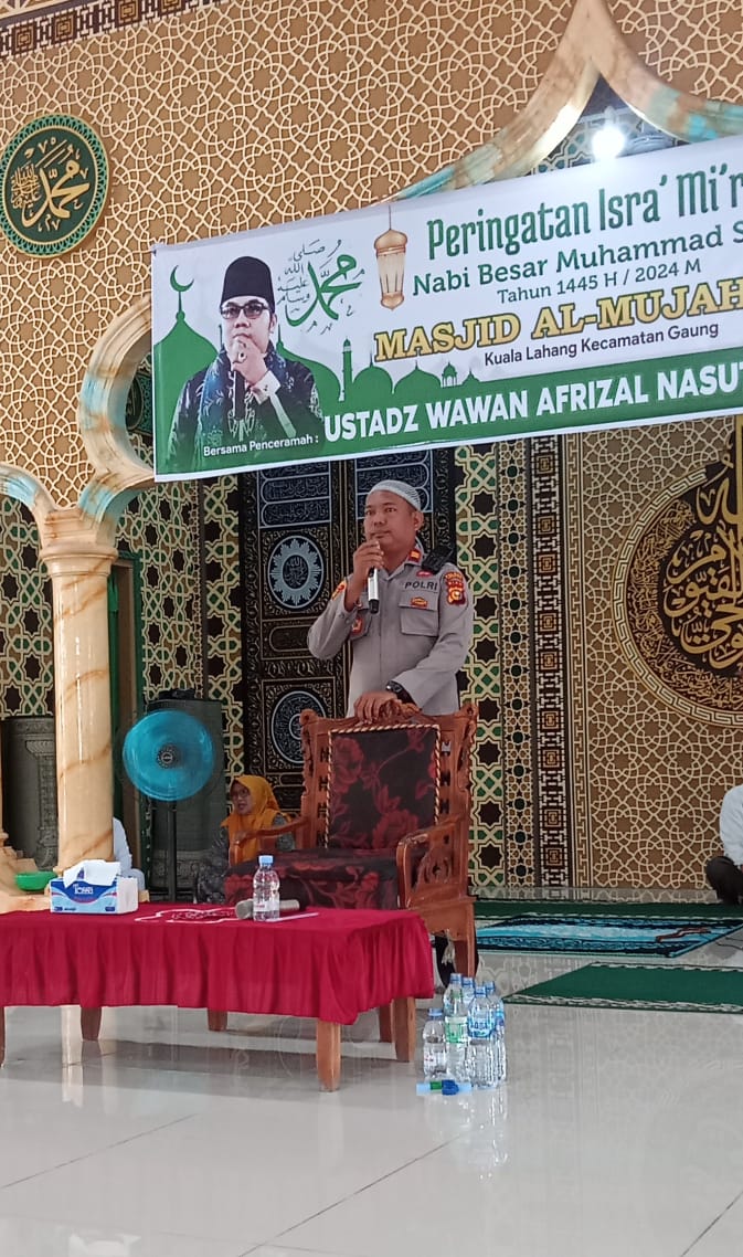 Kawal Pemilu Damai, Polsek Gaung Iptu Andrianto.S.H.M.H Hadiri Peringatan Isra Mi'raj Nabi Muhammad SAW