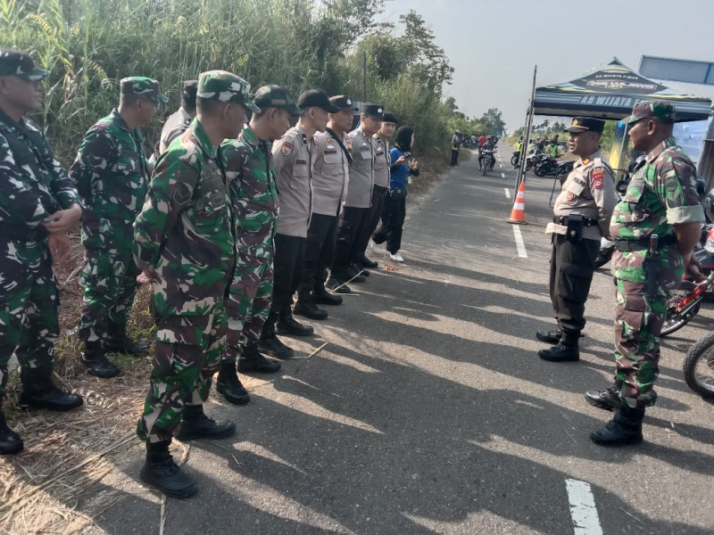 Sinergitas TNI-Polri Amankan Drag Bike Ikatan Motor Indonesia Kabupaten Inhil