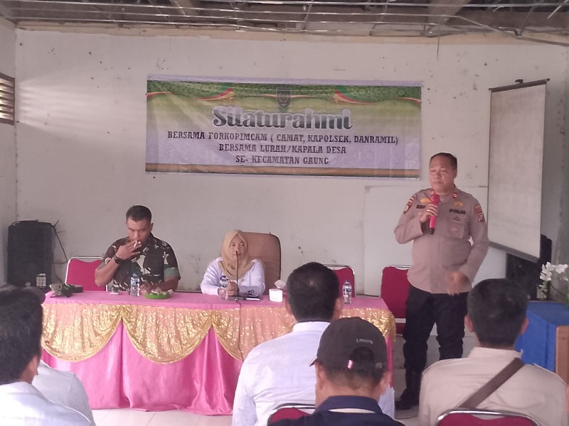 Bangun Sinergitas, Kapolsek Gaung Lakukan Silahturahmi Bersama Camat Gaung dan Danramil 05/GAS Serta Kepala Desa Se-Gaung