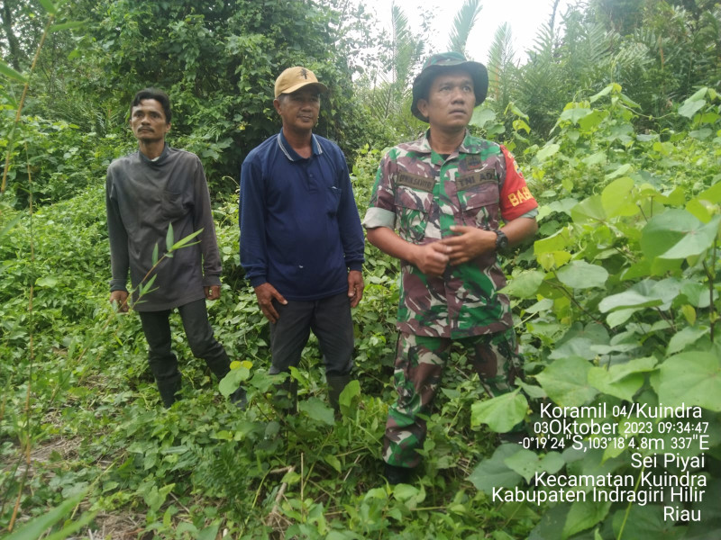 Babinsa Koramil 04/Kuindra Bersama Warga Agar Terus Bersama-sama Turun Untuk Melihat Perkembangan Situasi dan Kondisi Wilayah Binaan