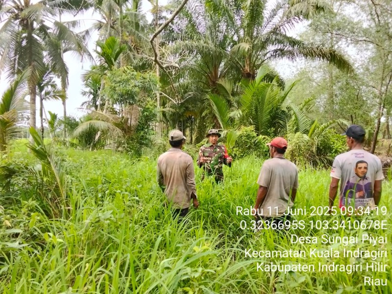 Babinsa Koramil 04/KDR Laksanakan Patroli dan Sosialisasi Karhutla di Desa Sungai Piyai