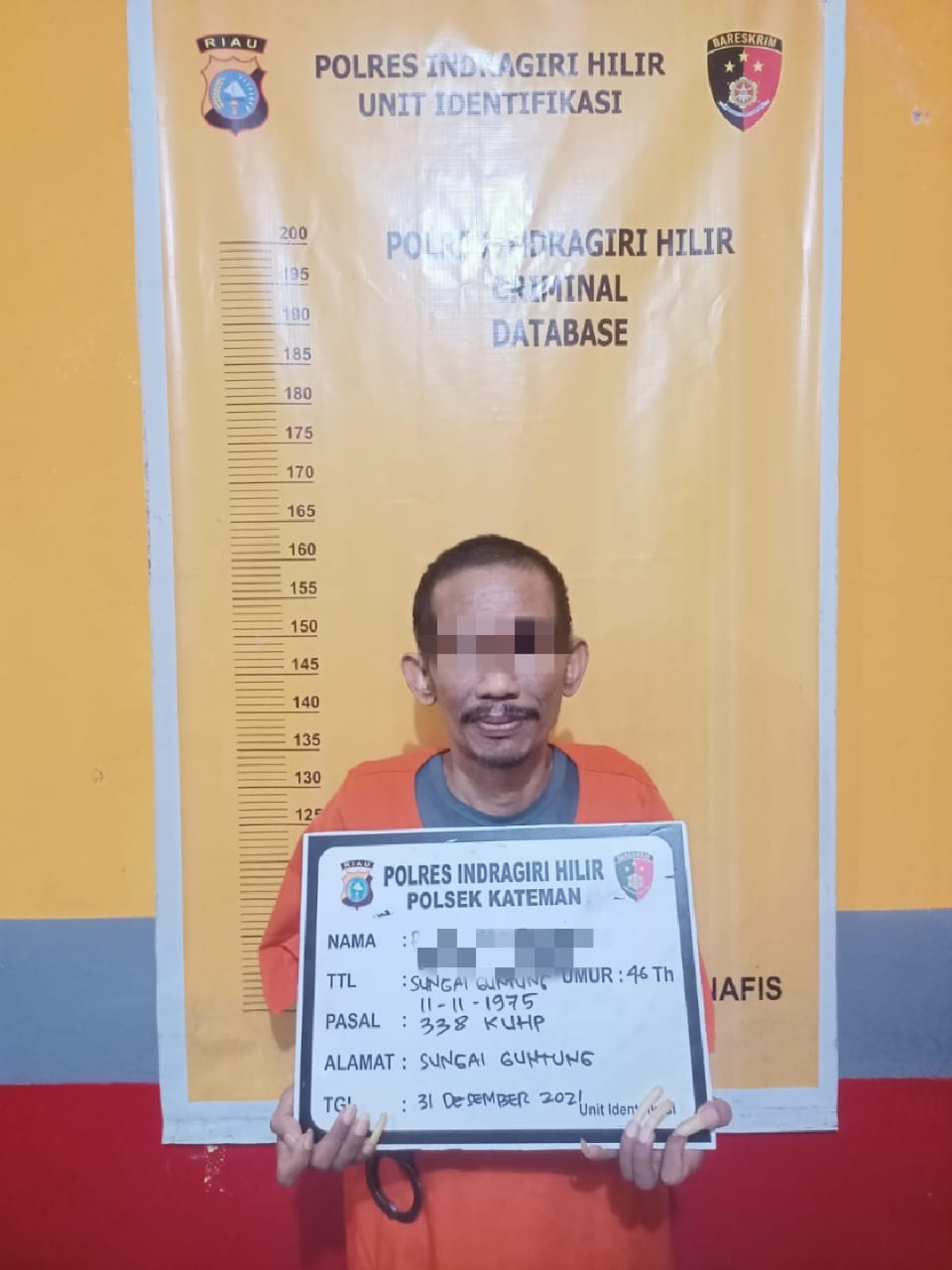 Ternyata Ini Motif Pelaku Pembunuhan di Inhil saat Malam Tahun Baru 2022