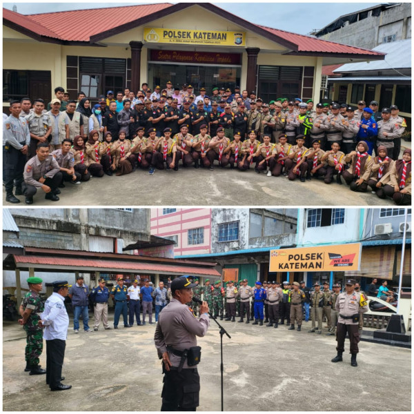 Kapolsek Kateman Akp Ermanto SH Pimpin Langsung Apel Gabungan Dalam Rangka Operasi Lilin Lancang Kuning dan Pengamanan Nataru