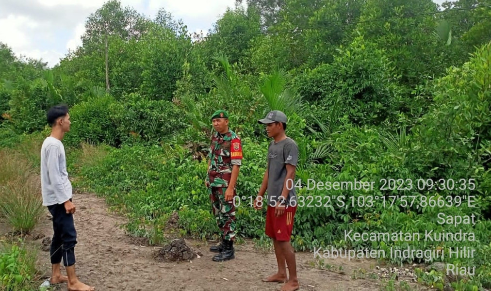 Giat Pencegahan Karhutla Terus Berlanjut Oleh Babinsa Koramil 04/Kuindra