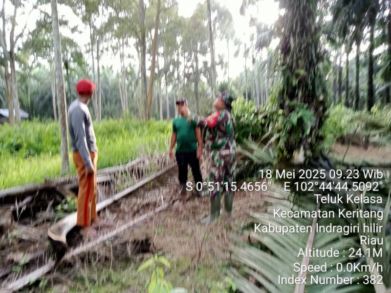 Patroli di Wilayah Keritang, Babinsa Koramil 09/Kemuning Cegah Karhutla