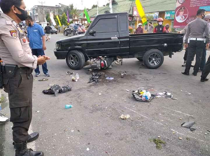 Laka Lantas di Jalan M Boya Tembilahan, Sepeda Motor Remuk Tergiling