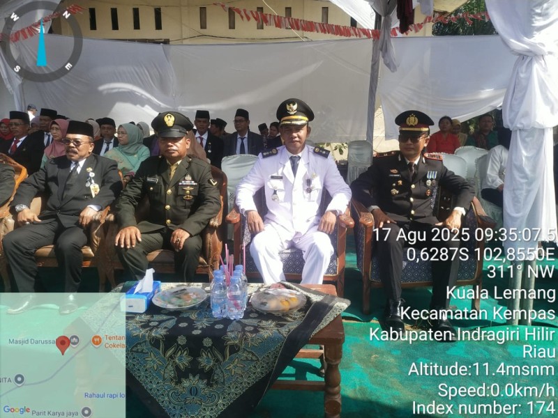 Upacara HUT RI ke-80 di Kecamatan Kempas Berlangsung Khidmat, Babinsa Serka N. Sipayung Saksikan