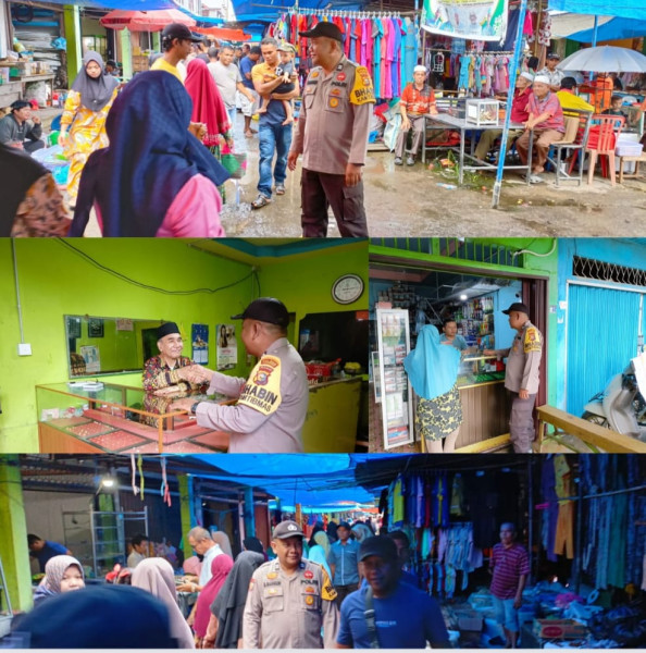 Bhabinkamtibmas Desa Belantaraya, Aiptu Edysah Putra Bangun Patroli Rutin Sambang ke Pasar Mingguan