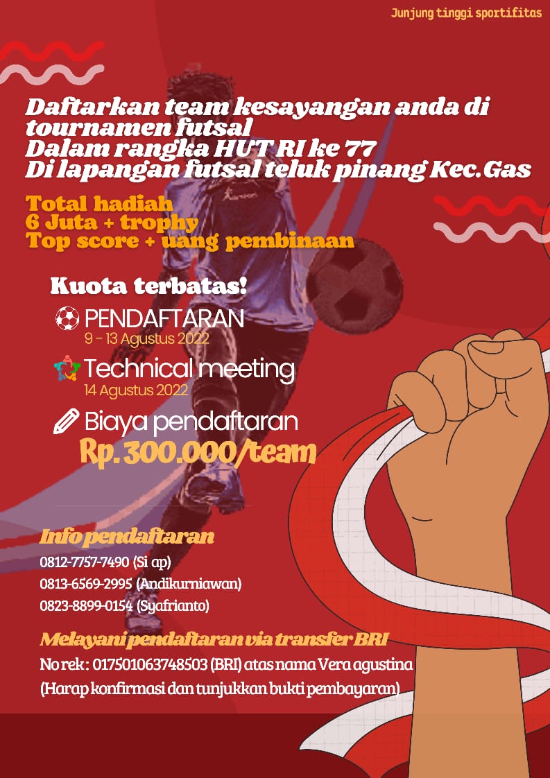 Meriahkan HUT RI ke-77, Pemuda dan Polsek GAS serta Mahasiswa KKN Selenggarakan Turnamen Futsal Meriahkan HUT RI ke-77, Pemuda dan Polsek GAS serta Mahasiswa KKN Selenggarakan Turnamen Futsal