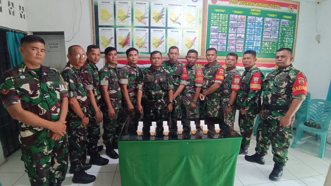 Anggota Koramil 03/Tpl Kodim 0314/Inhil Lakukan Tes Urine Narkoba