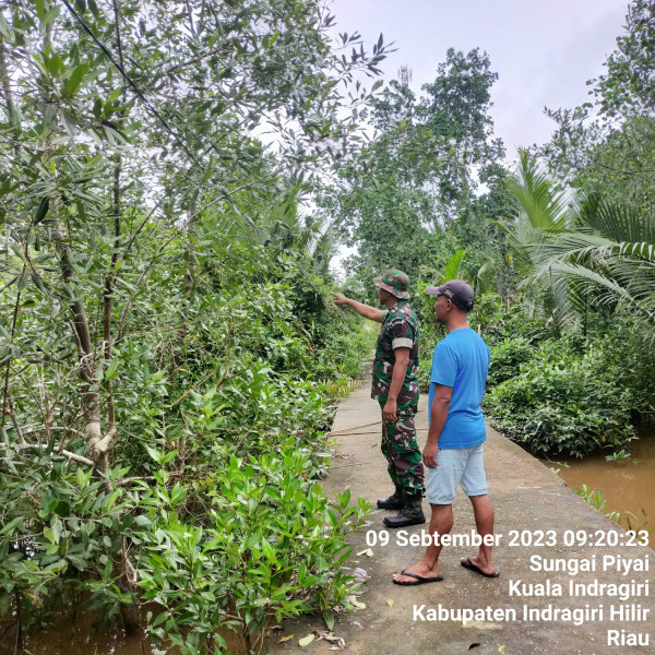 Babinsa Koramil 04/Kuindra Bersama Warga Terus Telusuri Karhutla di Binaan