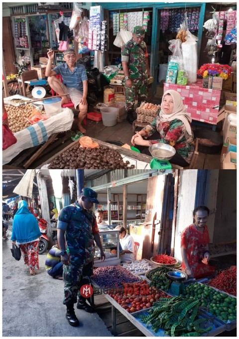 Sertu P Siregar Tinjau Kestabilan Harga Sembako di Pasar Kampung Laut Tanah Merah