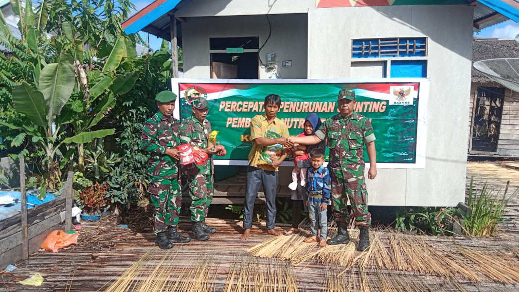 Danramil 05/Gas Kodim 0314/Inhil Lettu Czi Slamet Hirohito Peduli Pertumbuhan Anak Stunting