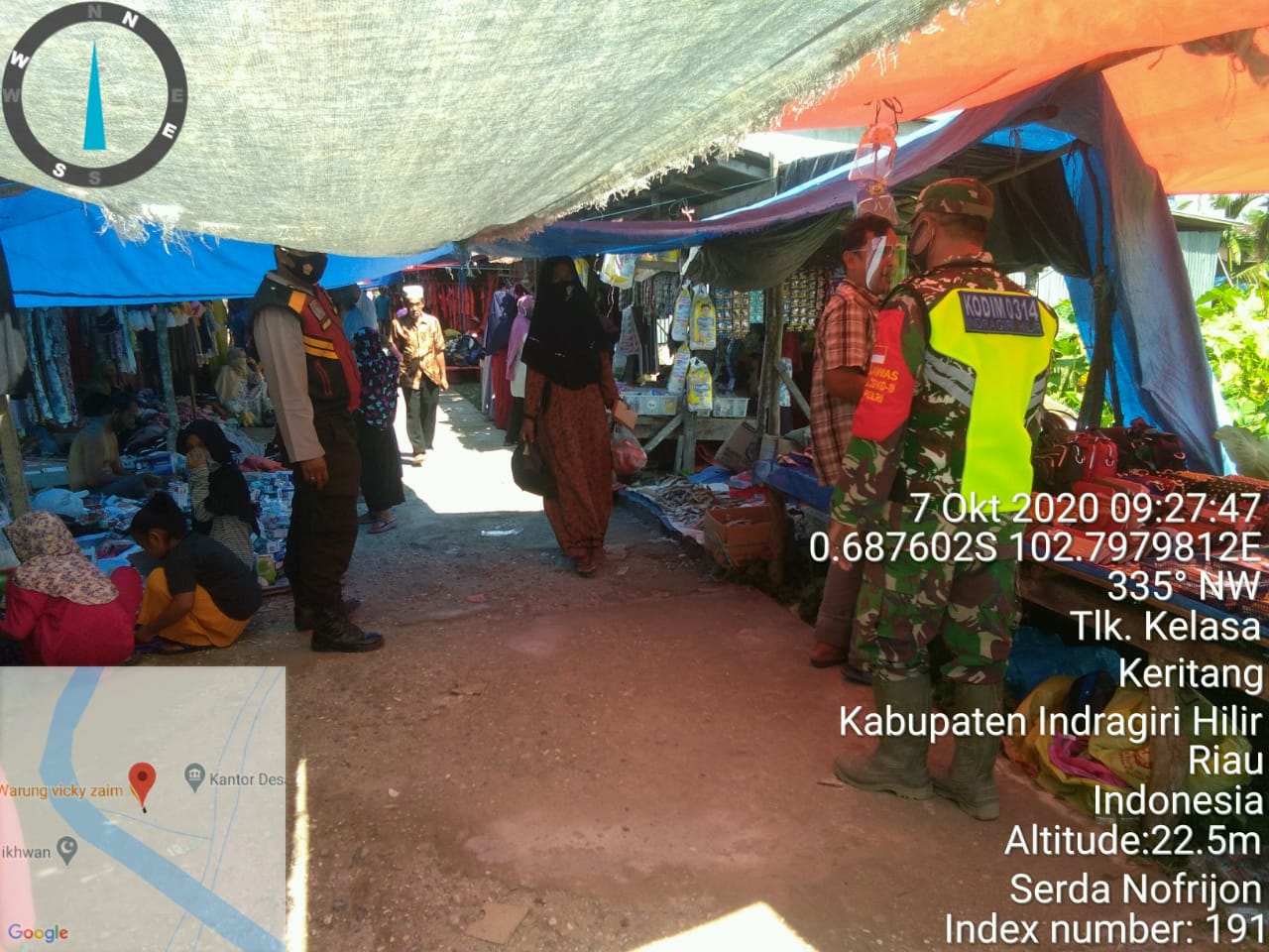 Koramil 09/Kemuning Kodim 0314/Inhil Kembali Lakukan Penegakan Prokes di Desa Teluk Kelasa