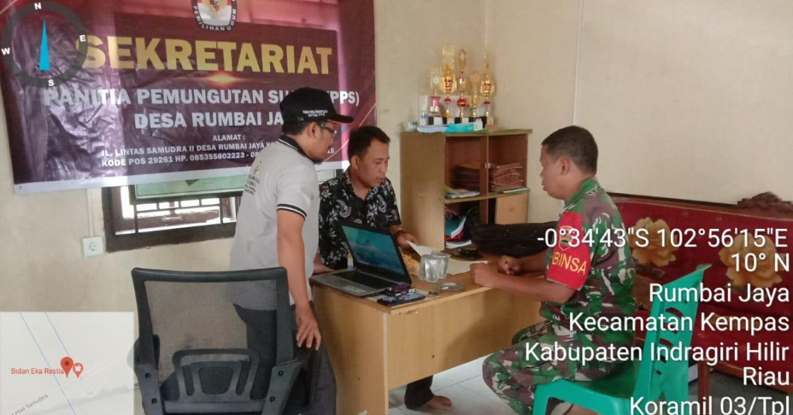 Sambangi Kantor Desa, Babinsa 03/Tpl Sertu Mardia Tingkatkan Sinergitas