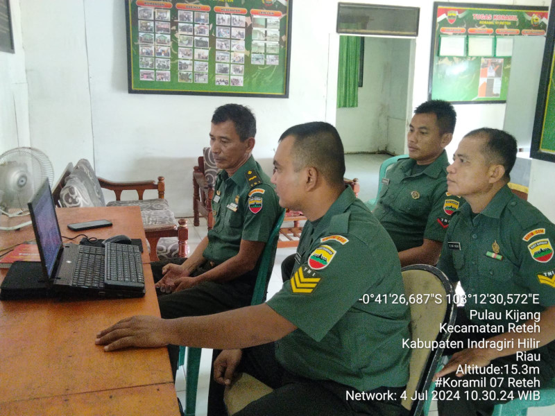 Koramil 07/Reteh Laksanakan Apel Vicon Bersama Korem 031/WR