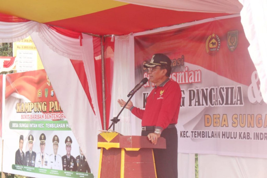 Bupati Inhil H. Muhammad Wardan Resmikan Desa Sungai Intan Sebagai Salah Satu Kampung Pancasila di Kabupaten Inhil