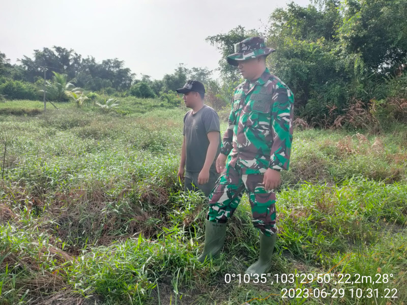 Babinsa Koramil 10/Pelangiran Upayakan Pencegahan Karhutla di Wilayah Pelangiran