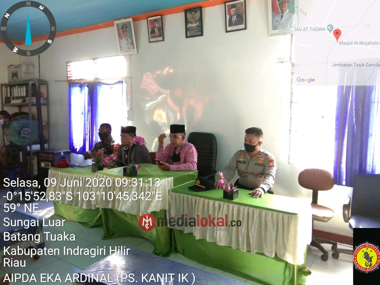 Camat Batang Tuaka bersama Forkopimcam Sosialisasikan Protokol Aman Covid-19 Desa Sungai Luar