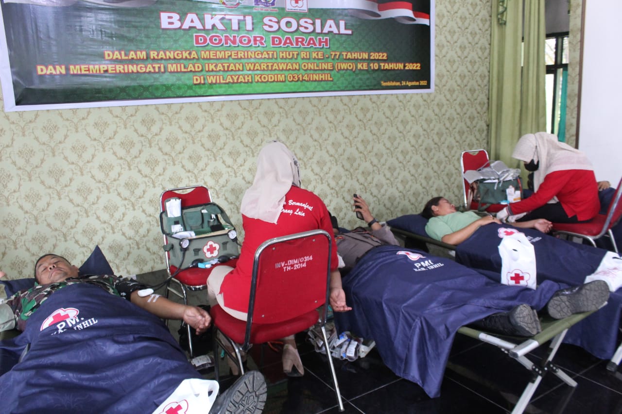Dalam Rangka HUT Ikatan Wartawan Online Bersempena Dengan HUT RI, PD-IWO Inhil Gelar Bakti Sosial Donor Darah