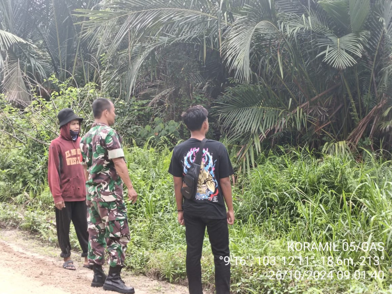 Babinsa 05/Gas Serda Rudi Lakukan Patroli Karlahut Di Desa Binaan
