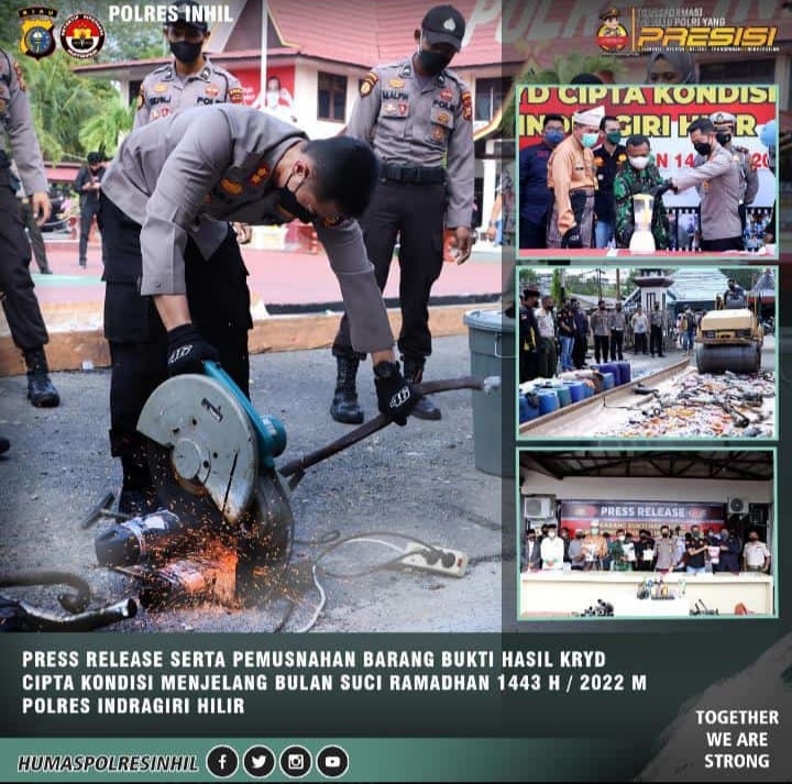Polres Inhil Musnahkan Kenalpot Bising Hingga Narkoba