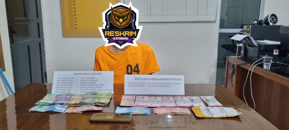 Edarkan Uang Palsu, Tim Opsnal Unit Reskrim Polsek Kateman Bersama Kapolsek Kateman Ringkus Pelaku di Desa Air Tawar