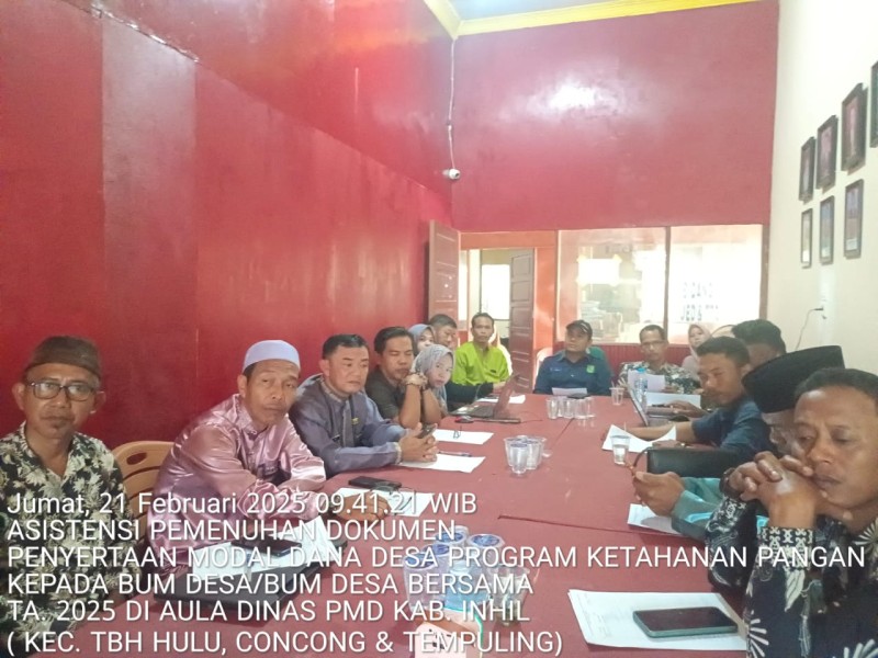 Pemdes Sungai Intan Ikuti Asistensi Pemenuhan Dokumen Penyertaan Modal Dana Desa untuk Program Ketahanan Pangan