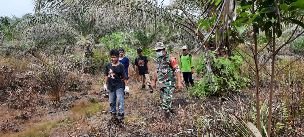 Bersama Warga Binaan, Babinsa Koramil 03/Tpl Patroli Karhutla Sasar Titik Rawan