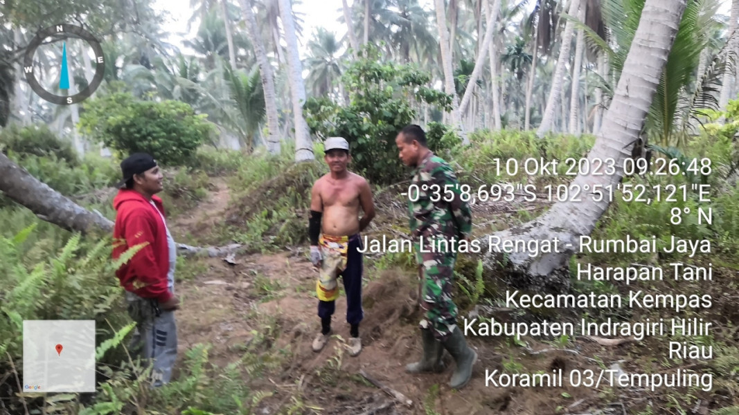 Upaya Terbebas Dari Kebakaran Hutan dan Lahan, Babinsa 03/Tpl Bersama Warga Binaan Bahu Membahu Lakukan Patroli Karlahut