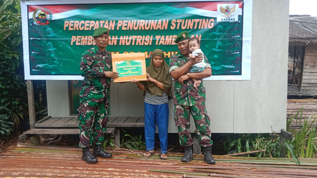 Berikan Bantuan Makanan Tambahan Kepada Anak Stunting Yang Didampingi Langsung Dandim 0314/Inhil