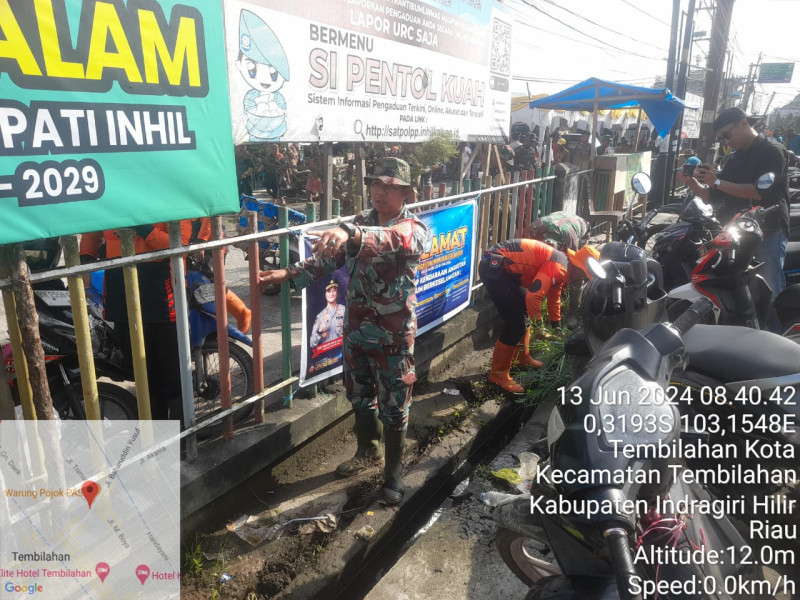 Babinsa Serma Suhaidi Ikut Karya Bakti HUT Ke 74 Kodam I/BB dijajaran Kodim 0314/Inhil