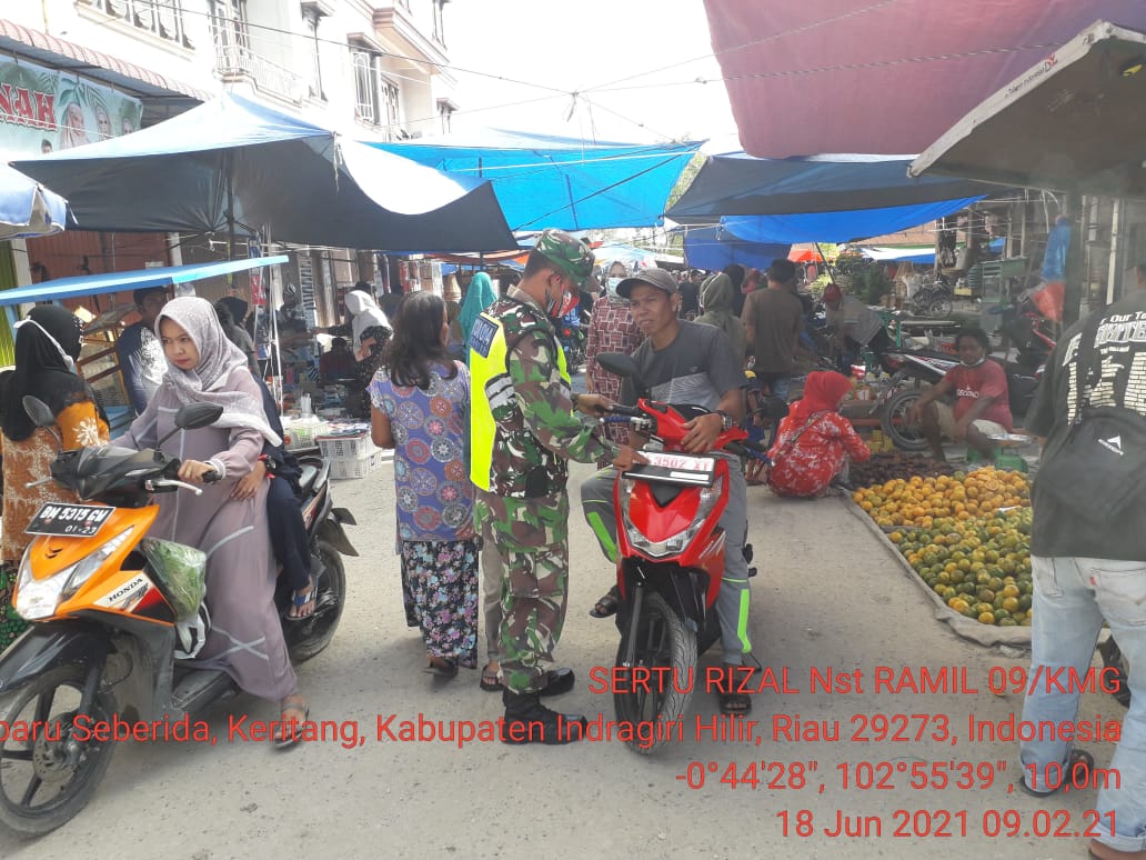 Kotabaru Seberida Kembali Jadi Sasaran, Babinsa Rutin Tegakkan Protkes